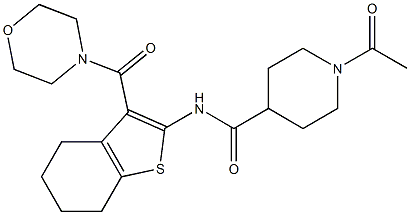 1-acetyl-N-[3-(morpholine-4-carbonyl)-4,5,6,7-tetrahydro-1-benzothiophen-2-yl]piperidine-4-carboxamide 구조식 이미지