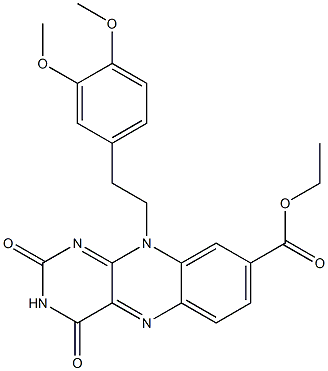 ethyl 10-[2-(3,4-dimethoxyphenyl)ethyl]-2,4-dioxobenzo[g]pteridine-8-carboxylate 구조식 이미지