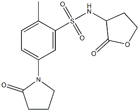 2-methyl-N-(2-oxooxolan-3-yl)-5-(2-oxopyrrolidin-1-yl)benzenesulfonamide 구조식 이미지