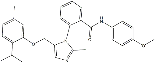 N-(4-methoxyphenyl)-2-[2-methyl-5-[(5-methyl-2-propan-2-ylphenoxy)methyl]imidazol-1-yl]benzamide 구조식 이미지