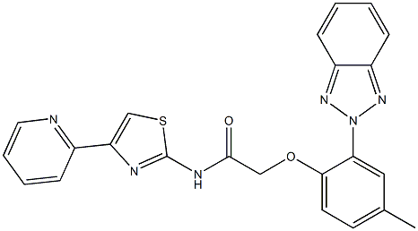 2-[2-(benzotriazol-2-yl)-4-methylphenoxy]-N-(4-pyridin-2-yl-1,3-thiazol-2-yl)acetamide 구조식 이미지