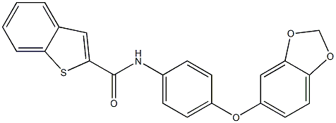 N-[4-(1,3-benzodioxol-5-yloxy)phenyl]-1-benzothiophene-2-carboxamide 구조식 이미지