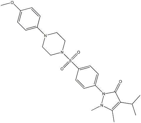 2-[4-[4-(4-methoxyphenyl)piperazin-1-yl]sulfonylphenyl]-1,5-dimethyl-4-propan-2-ylpyrazol-3-one 구조식 이미지