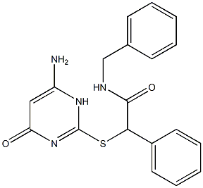 2-[(6-amino-4-oxo-1H-pyrimidin-2-yl)sulfanyl]-N-benzyl-2-phenylacetamide 구조식 이미지