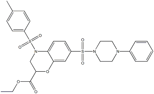 ethyl 4-(4-methylphenyl)sulfonyl-7-(4-phenylpiperazin-1-yl)sulfonyl-2,3-dihydro-1,4-benzoxazine-2-carboxylate Structure