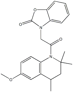 3-[2-(6-methoxy-2,2,4-trimethyl-3,4-dihydroquinolin-1-yl)-2-oxoethyl]-1,3-benzoxazol-2-one 구조식 이미지