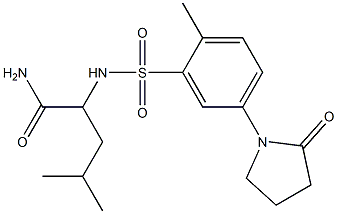 4-methyl-2-[[2-methyl-5-(2-oxopyrrolidin-1-yl)phenyl]sulfonylamino]pentanamide 구조식 이미지