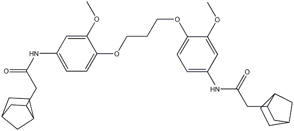 2-(3-bicyclo[2.2.1]heptanyl)-N-[4-[3-[4-[[2-(3-bicyclo[2.2.1]heptanyl)acetyl]amino]-2-methoxyphenoxy]propoxy]-3-methoxyphenyl]acetamide 구조식 이미지