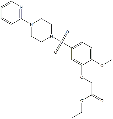 ethyl 2-[2-methoxy-5-(4-pyridin-2-ylpiperazin-1-yl)sulfonylphenoxy]acetate 구조식 이미지