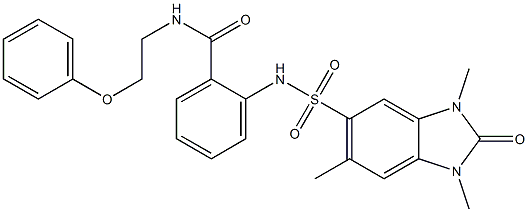 N-(2-phenoxyethyl)-2-[(1,3,6-trimethyl-2-oxobenzimidazol-5-yl)sulfonylamino]benzamide Structure