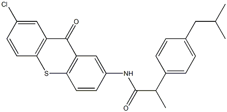 N-(7-chloro-9-oxothioxanthen-2-yl)-2-[4-(2-methylpropyl)phenyl]propanamide Structure