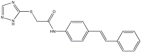 N-[4-[(E)-2-phenylethenyl]phenyl]-2-(1H-1,2,4-triazol-5-ylsulfanyl)acetamide 구조식 이미지