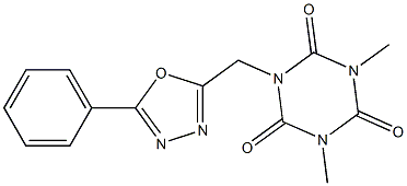 1,3-dimethyl-5-[(5-phenyl-1,3,4-oxadiazol-2-yl)methyl]-1,3,5-triazinane-2,4,6-trione Structure