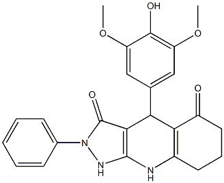 4-(4-hydroxy-3,5-dimethoxyphenyl)-2-phenyl-1,4,6,7,8,9-hexahydropyrazolo[3,4-b]quinoline-3,5-dione Structure