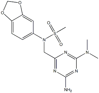 N-[[4-amino-6-(dimethylamino)-1,3,5-triazin-2-yl]methyl]-N-(1,3-benzodioxol-5-yl)methanesulfonamide 구조식 이미지