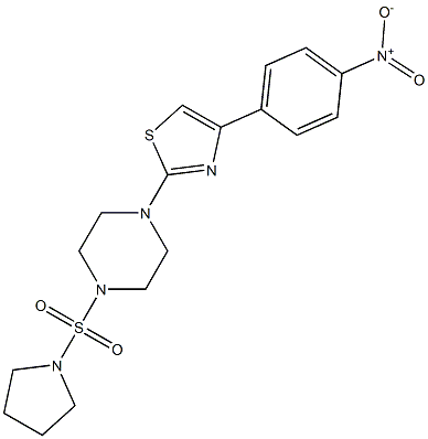 4-(4-nitrophenyl)-2-(4-pyrrolidin-1-ylsulfonylpiperazin-1-yl)-1,3-thiazole 구조식 이미지