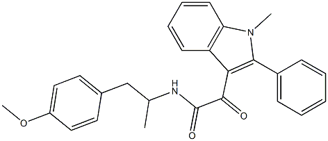 N-[1-(4-methoxyphenyl)propan-2-yl]-2-(1-methyl-2-phenylindol-3-yl)-2-oxoacetamide 구조식 이미지