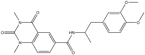 N-[1-(3,4-dimethoxyphenyl)propan-2-yl]-1,3-dimethyl-2,4-dioxoquinazoline-6-carboxamide 구조식 이미지