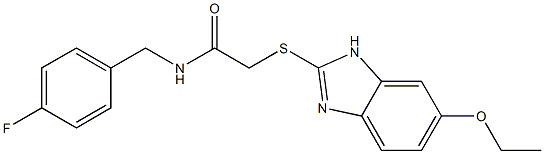 2-[(6-ethoxy-1H-benzimidazol-2-yl)sulfanyl]-N-[(4-fluorophenyl)methyl]acetamide 구조식 이미지