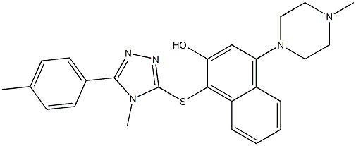 1-[[4-methyl-5-(4-methylphenyl)-1,2,4-triazol-3-yl]sulfanyl]-4-(4-methylpiperazin-1-yl)naphthalen-2-ol 구조식 이미지