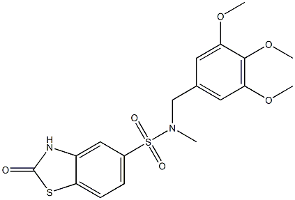 N-methyl-2-oxo-N-[(3,4,5-trimethoxyphenyl)methyl]-3H-1,3-benzothiazole-5-sulfonamide 구조식 이미지
