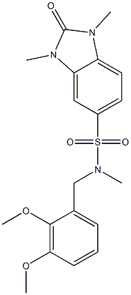 N-[(2,3-dimethoxyphenyl)methyl]-N,1,3-trimethyl-2-oxobenzimidazole-5-sulfonamide 구조식 이미지