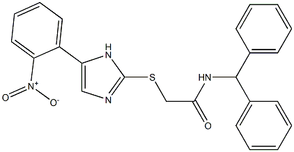 N-benzhydryl-2-[[5-(2-nitrophenyl)-1H-imidazol-2-yl]sulfanyl]acetamide 구조식 이미지