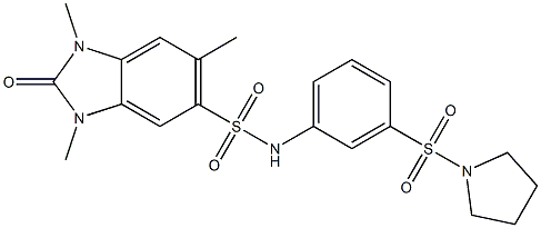 1,3,6-trimethyl-2-oxo-N-(3-pyrrolidin-1-ylsulfonylphenyl)benzimidazole-5-sulfonamide Structure