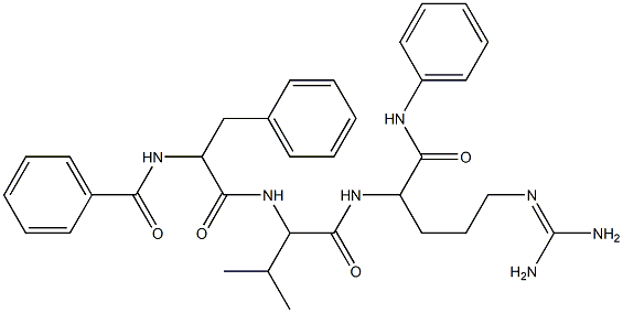 N-[1-[[1-[[1-anilino-5-(diaminomethylideneamino)-1-oxopentan-2-yl]amino]-3-methyl-1-oxobutan-2-yl]amino]-1-oxo-3-phenylpropan-2-yl]benzamide 구조식 이미지