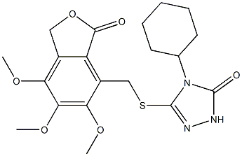4-cyclohexyl-3-[(5,6,7-trimethoxy-3-oxo-1H-2-benzofuran-4-yl)methylsulfanyl]-1H-1,2,4-triazol-5-one 구조식 이미지