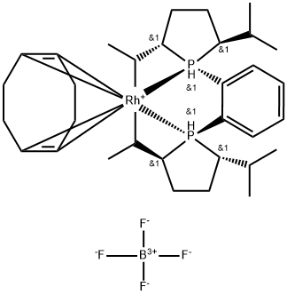 1,2-Bis((2S,5S)-2,5-diisopropylphospholano)benzene(cyclooctadiene)rhodium(I) tetrafluoroborate, 97% Structure