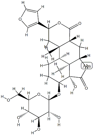 [3S,5aα,6aα,10bβ,(+)]-9α-(3-Furanyl)-3α-(β-D-glucopyranosyloxy)dodecahydro-3aβ-hydroxy-10aα,10cβ-dimethyl-4H,7H-furo[2',3',4':4,5]naphtho[2,1-c]pyran-4,7-dione 구조식 이미지