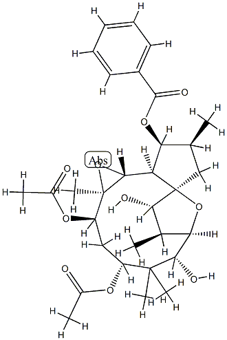 5,6:12,15-Diepoxy-3,7,9,11,14-jatrophanepentol 3-benzoate 7,9-diacetate 구조식 이미지