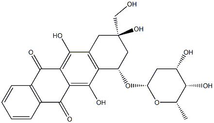 4-O-(2',6'-dideoxyhexopyranosyl)-1,2,3,4-tetrahydro-2,4,5,12-tetrahydroxy-2-hydroxymethyl-6,11-naphthacenedione 구조식 이미지