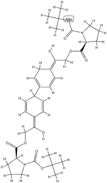 1,2-Pyrrolidinedicarboxylic acid, 2,2'-[[1,1'-biphenyl]-4,4'-diylbis(2-oxo-2,1-ethanediyl)] bis[1-(1,1-dimethylethyl)] ester, (2S)- Structure