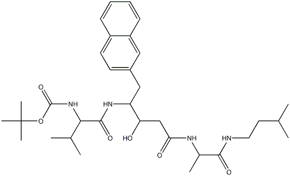 tert-Boc-valyl-(3-hydroxy-4-amino-5-(2-naphthyl)pentanoyl)-alanylisoamylamide Structure