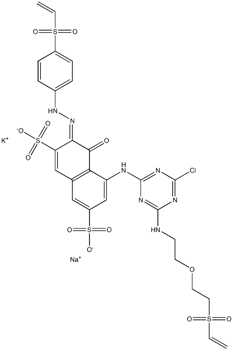 2,7-Naphthalenedisulfonic acid, 5-4-chloro-6-2-2-(ethenylsulfonyl)ethoxyethylamino-1,3,5-triazin-2-ylamino-3-4-(ethenylsulfonyl)phenylazo-4-hydroxy-, potassium sodium salt Structure