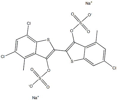 disodium 5,6',7-trichloro-4,4'-dimethyl[2,2'-bibenzo[b]thiophene]-3,3'-diyl disulphate  구조식 이미지