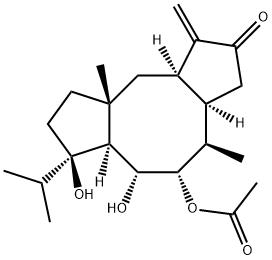 [3aR,6aα,10aα,(-)]-5α-Acetoxy-3,3aα,4,5,6,6a,7,8,9,9a,10,10a-dodecahydro-6α,7β-dihydroxy-7-isopropyl-4β,9aβ-dimethyl-1-methylenedicyclopenta[a,d]cyclooctene-2(1H)-one 구조식 이미지