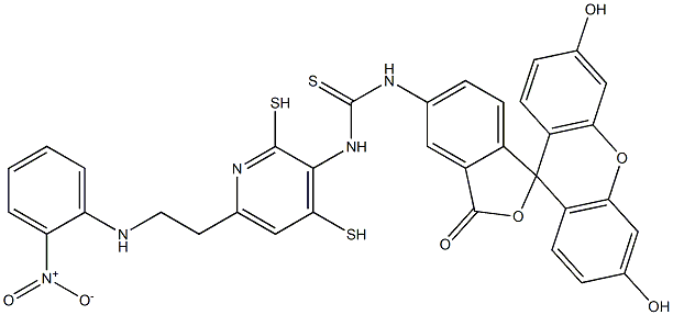 (2-nitroaniline-N-ethyldithio)-2-(pyridyl-5-thioureido-N'-(5-fluorescein)) Structure