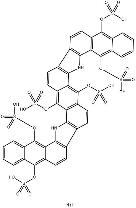 hexasodium 6,18-dihydrodinaphtho[2,3-i:2',3'-i']benzo[1,2-a:4,5-a']dicarbazole-5,7,12,17,19,24-hexyl hexasulphate  Structure