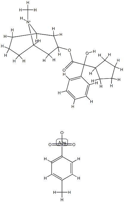 (9-methyl-9-azoniabicyclo[3.3.1]non-7-yl) 2-cyclopentyl-2-hydroxy-2-ph enyl-acetate, 4-methylbenzenesulfonate Structure