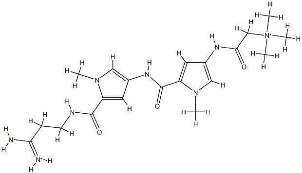 [5-[[5-[2-(amino-azaniumylidene-methyl)ethylcarbamoyl]-1-methyl-pyrrol -3-yl]carbamoyl]-1-methyl-pyrrol-3-yl]carbamoylmethyl-trimethyl-azaniu m Structure