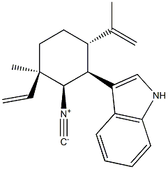 (+)-3-[(1S)-3β-Ethenyl-2β-isocyano-3-methyl-6α-(1-methylethenyl)cyclohexane-1β-yl]-1H-indole 구조식 이미지