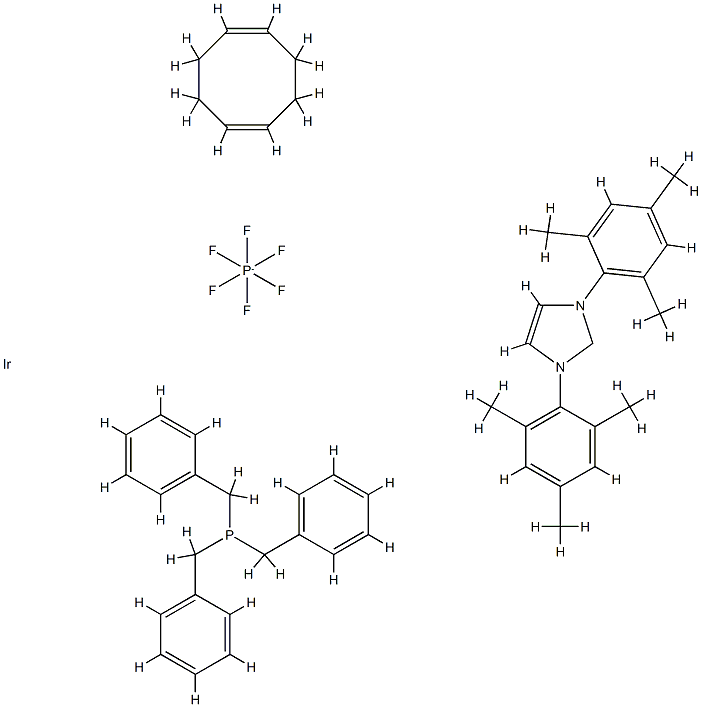 Tribenzylphosphine(1,5-cyclooctadiene)[1,3-bis(2,4,6-triMethylphenyl)iMidazol-2-ylidene]iridiuM(I) hexafluorophosphate, Min. 98% Structure