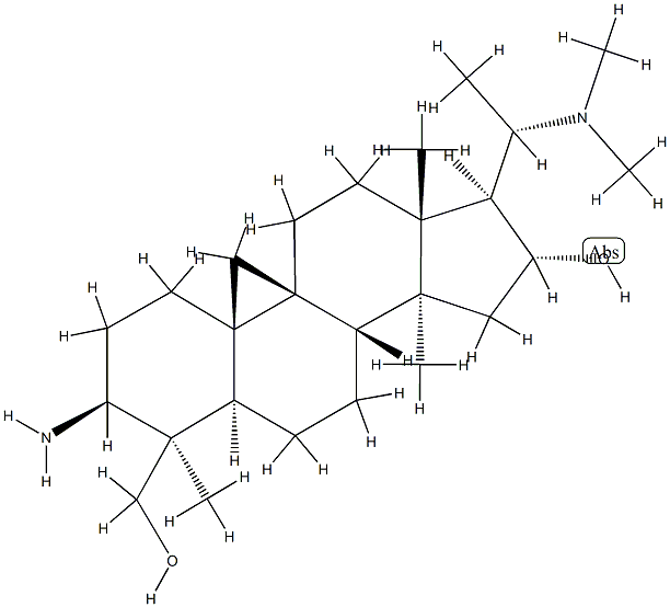 (20S)-3β-Amino-16α-hydroxy-4,14-dimethyl-20-(dimethylamino)-9β,19-cyclo-5α-pregnane-4β-methanol Structure