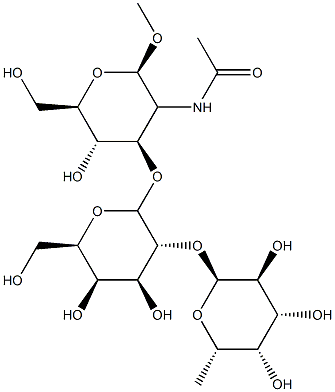 methyl O-fucopyranosyl-(1-2)-O-galactopyranosyl-(1-3)-2-acetamido-2-deoxyglucopyranoside 구조식 이미지