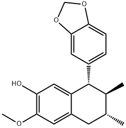 (6R)-8β-(1,3-Benzodioxol-5-yl)-5,6,7,8-tetrahydro-3-methoxy-6,7α-dimethylnaphthalen-2-ol 구조식 이미지
