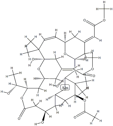 Acetic acid, 2,2-(1S,3S,7R,8E,11R,15S,17R,21R,23R,25S)-25-(acetyloxy)-1,11,21-trihydroxy-17-(1R)-1-hydroxyethyl-10,10,26,26-tetramethyl-19-oxo-18,27,28,29-tetraoxatetracyclo21.3.1.13,7.111,15nonacos-8-ene-5,13-diylidenebis-, dimethyl ester, (25Z,213E)- Structure