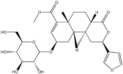(2S)-2β-(3-Furyl)-1,4,4aα,5,6,6a,9,10,10aα,10b-decahydro-6aα,10bβ-dimethyl-4-oxo-9α-[(β-D-glucopyranosyl)oxy]-2H-naphtho[2,1-c]pyran-7-carboxylic acid methyl ester Structure